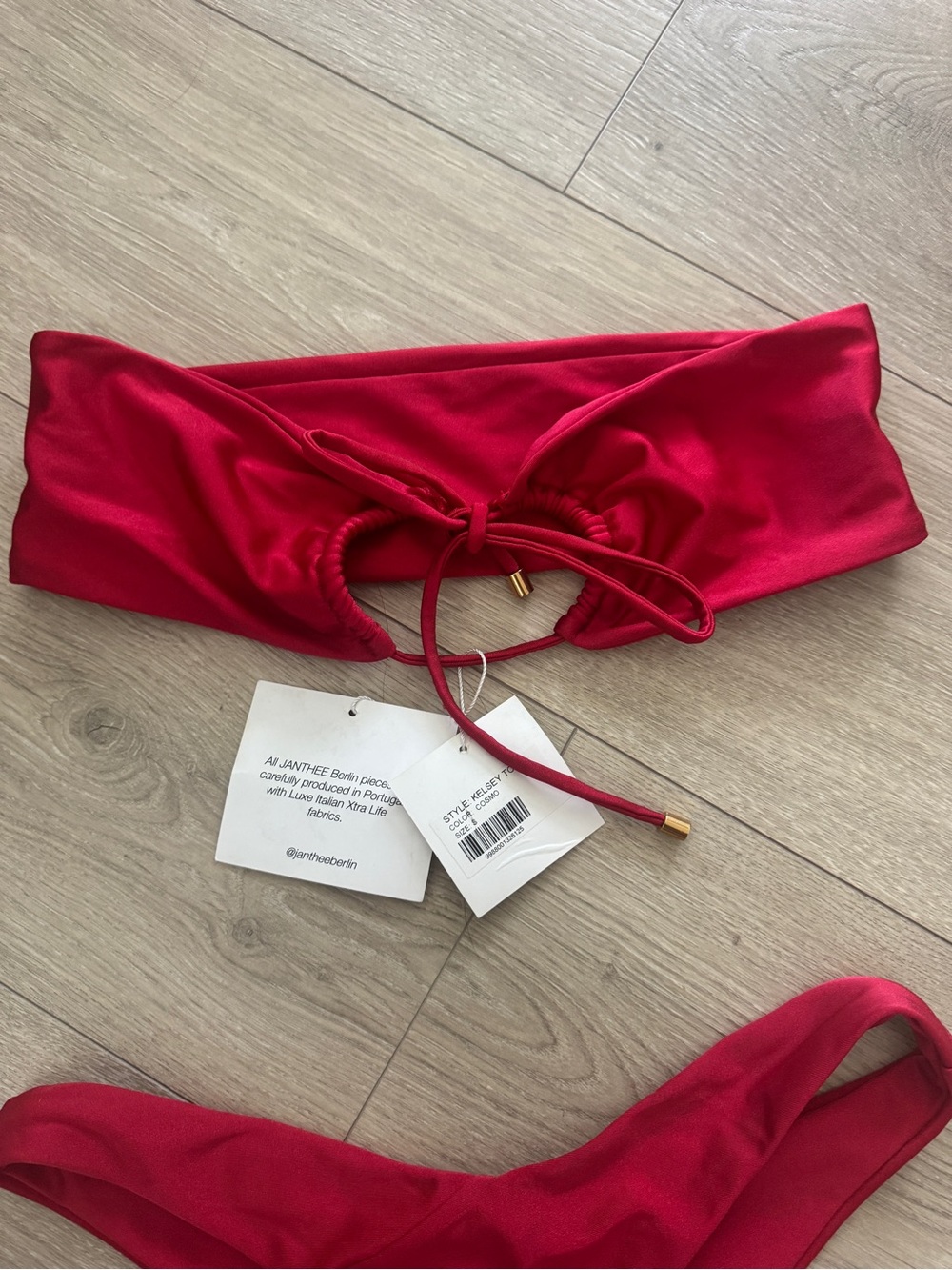 Ring-Front Strapless Bikini Set in Crimson Red - Picture 4 of 6